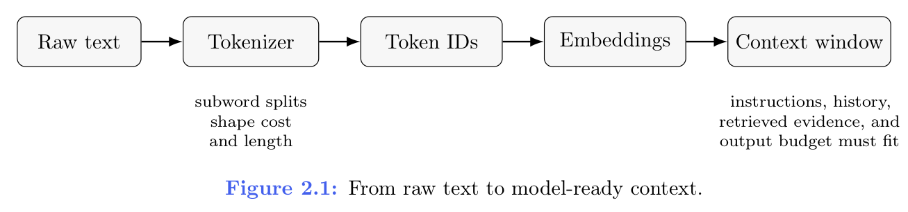 图 2.1：从原始文本到可供模型使用的上下文